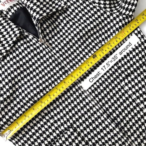 VEEKO Tweed Jacket Black/White Houndstooth Lining - Picture 9 of 10